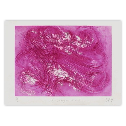 Jean MESSAGIER AP177 - Los devoradores de viento. Grabado en aguatinta firmado, 1969.
