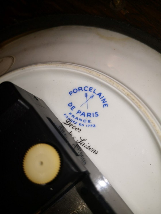 Image 1 of Rare Vintage Retro Wood and Porcelain Clock from Paris / 1970's