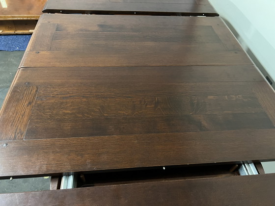 Image 1 of Bannink Art Nouveau dark cherry wood dining table extendable