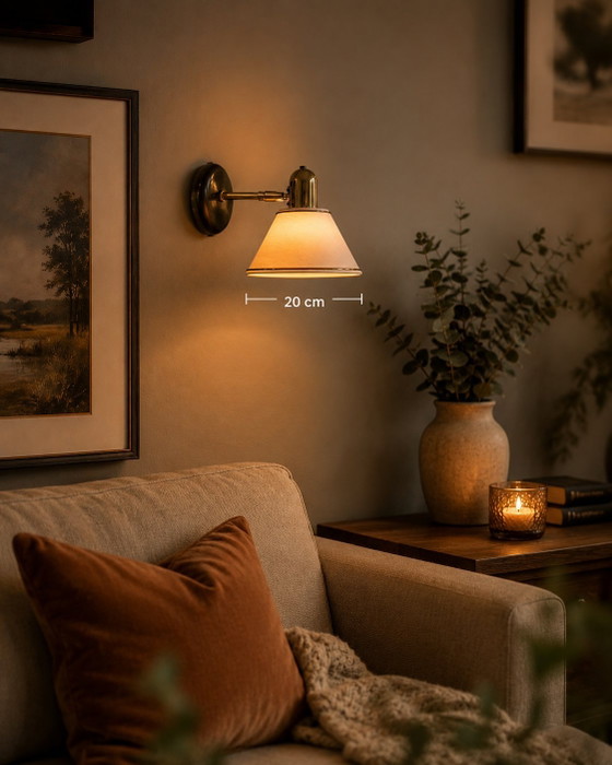 Image 1 of Vintage Deense messing wandlamp