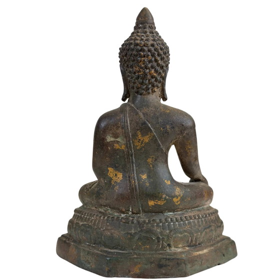 Statua antica di Buddha di Ayutthaya in Bhumisparsha Mudra – XVII/XVIII secolo – Bronzo di qualità museale (photo 5 of 9)