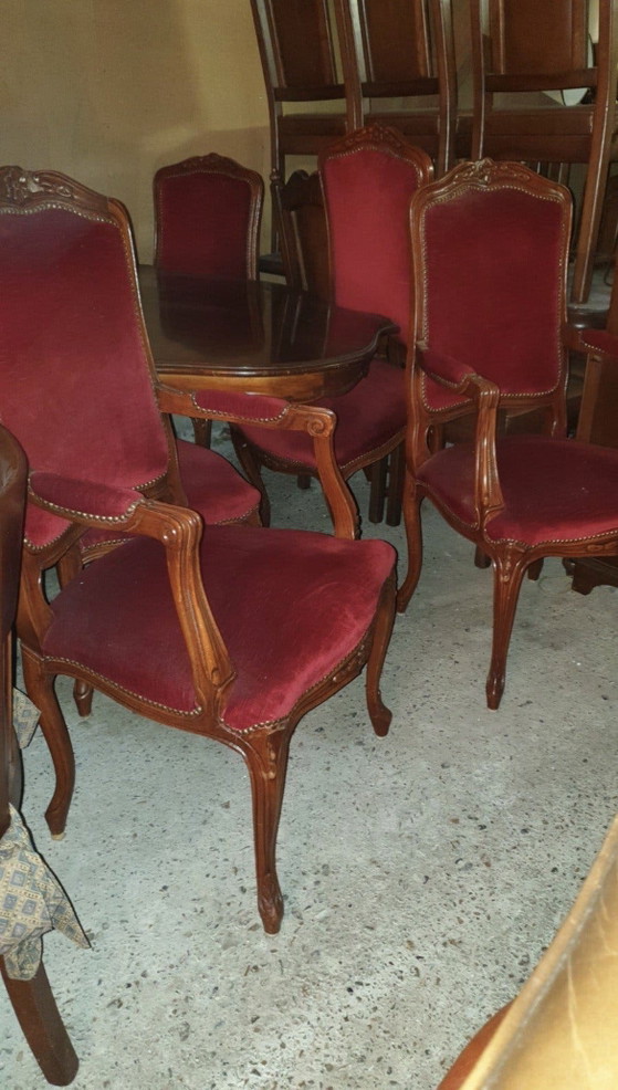 Louis dining room with 6 chairs – Dining set, Velvet, Wood (photo 8 of 8)