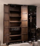 2 x Oriental tall storage cabinets (black, high gloss)