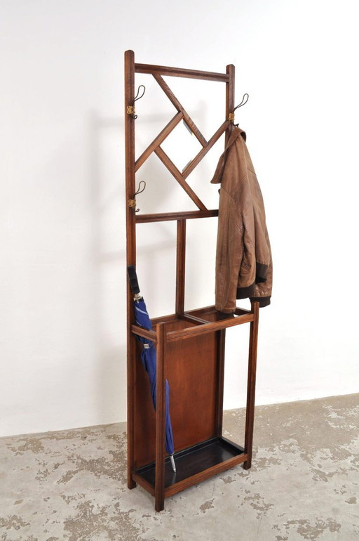 Art Nouveau standing coat rack with umbrella stand, 1900s