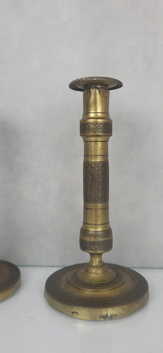 Paar Empire Kerzenhalter – Brass (photo 4 of 9)