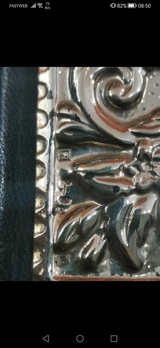 Image 1 of Lot de 2 agendas vintage fabriqués en Italie, l'un en argent 925 et l'autre en laminé.