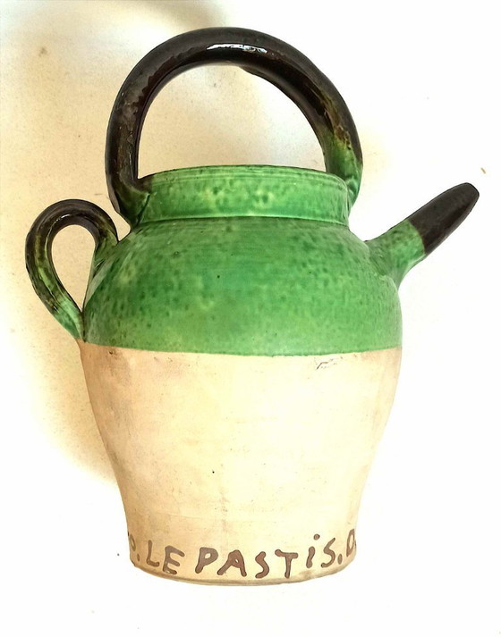 Image 1 of Brocca in terracotta Pastis Monaco degli anni '40. Altezza 26,5 cm.