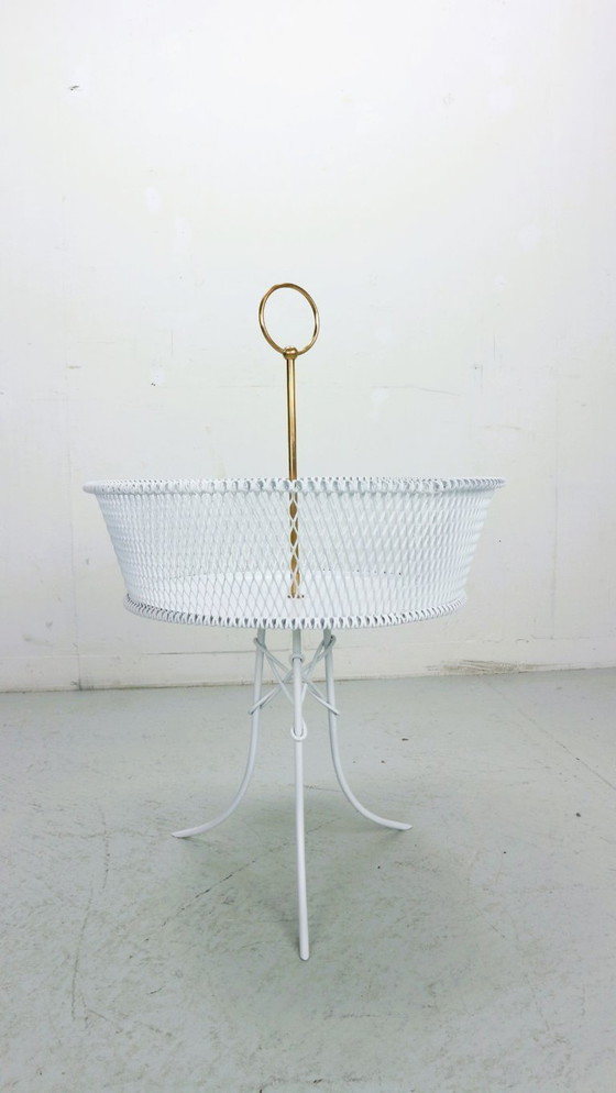 Image 1 of Fioriera d'epoca in metallo bianco e ottone, Francia, anni '60