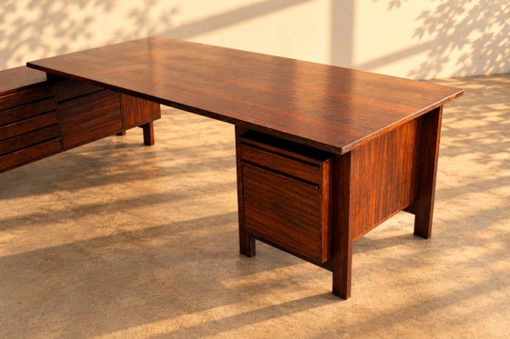 Scrivania direzionale vintage | Scrivanie | anni '50, Legno, Marrone, Mid Century Modern (foto 5 di 14)