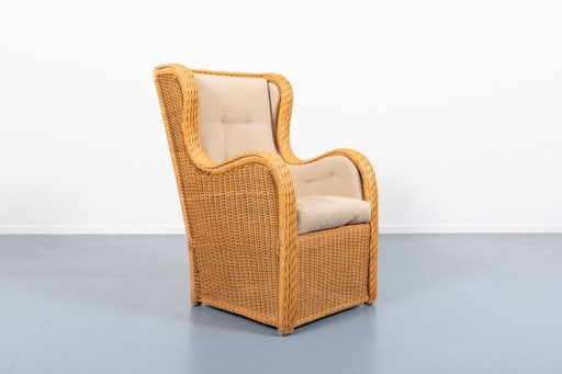 Vintage-Loungesessel aus Korbgeflecht im italienischen Design