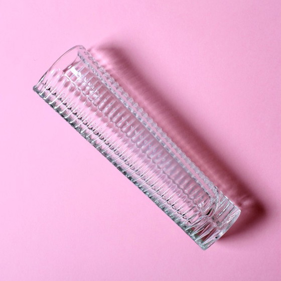Image 1 of Mid-century Stylish Clear Pressed Glass Vintage Vase by Miloš Filip / Nemšová / Czech Republic / 1962