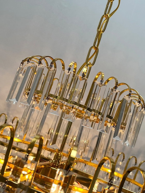 Image 1 of XL size large size hand cut Crystal Chandeliers 1970s Mid - Century Style