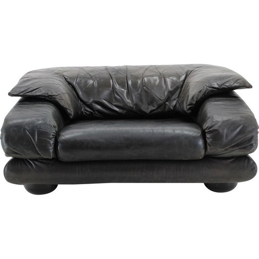 Vintage Wiener Werkstätte Brutalist letaher adjustable armchair, 1970