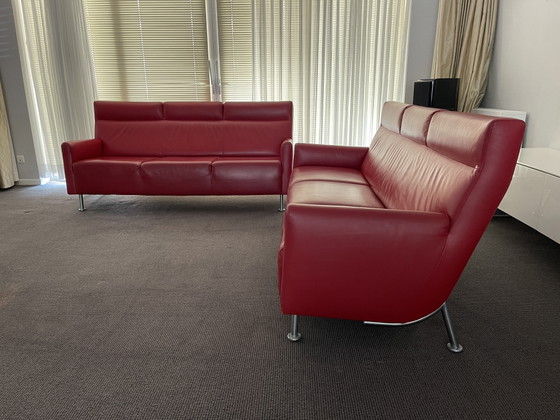 Image 1 of Canapé design 3 places en cuir Leolux Rooby – état impeccable – 2x