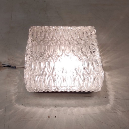 Lampada da soffitto o da parete in vetro stampato - anni '60/'70