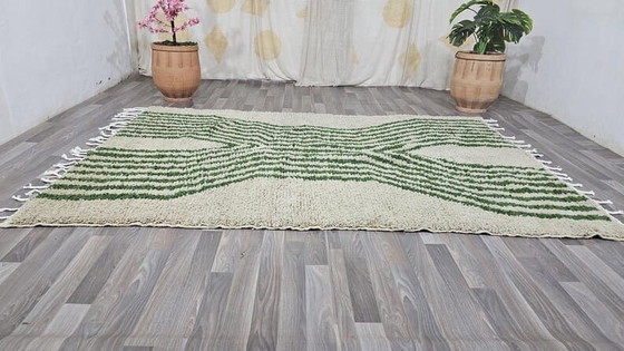 Alfombra de lana verde hecha a mano, por encargo, tamaño 1,5/2,5 m – Ahrend, Wool (photo 4 of 5)