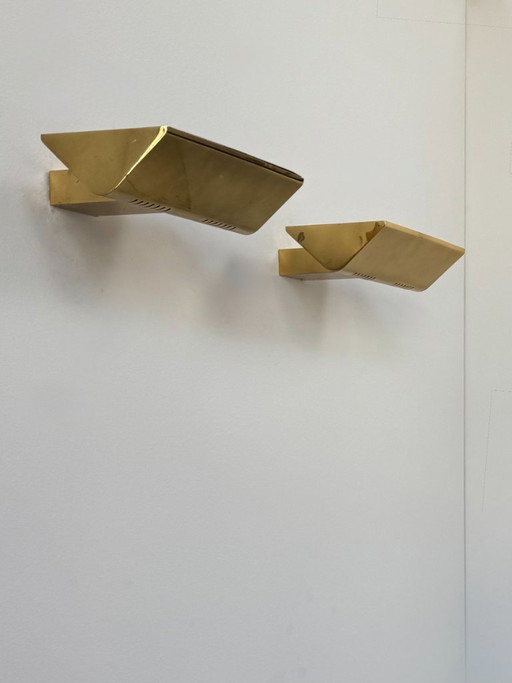 Paire d'appliques vintage laiton massif, France, 1970