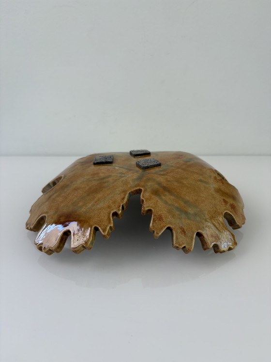 Image 1 of Retro 70s naturalistic bowl in the shape of an oak leaf