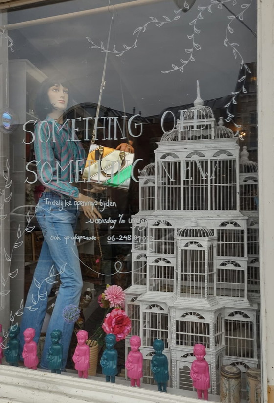 Image 1 of Eyecatcher one of kind Vintage wooden birdcage xl