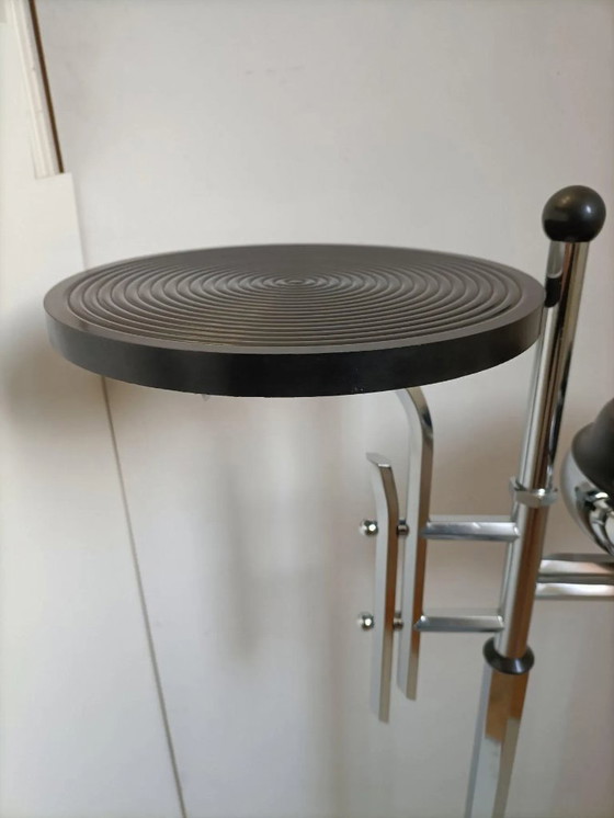 Image 1 of Art Déco standing ashtray by DeMeyere, 1930s - side table / smoking table made of chrome and Bakelite.