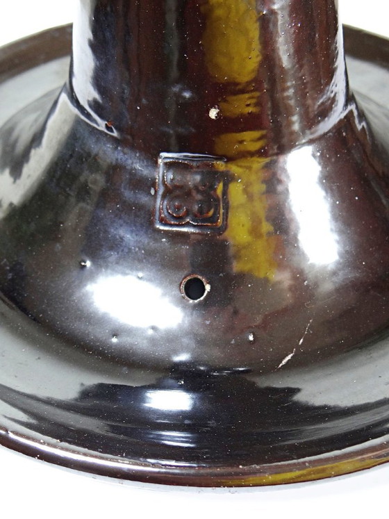 Image 1 of Grote Biot-kandelaar van zwart geglazuurd aardewerk, voorheen een lampvoet, jaren 60.