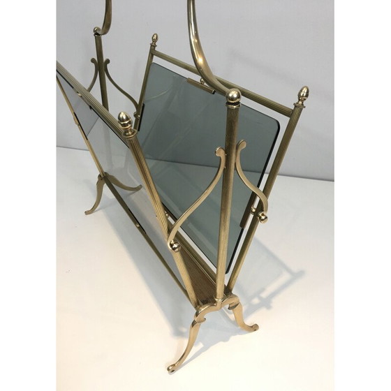 Image 1 of Vintage brass and glass magazine rack, 1940