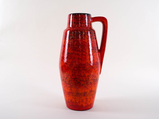 Image 1 of Red ceramic vase, German design, 1960s, made in West Germany