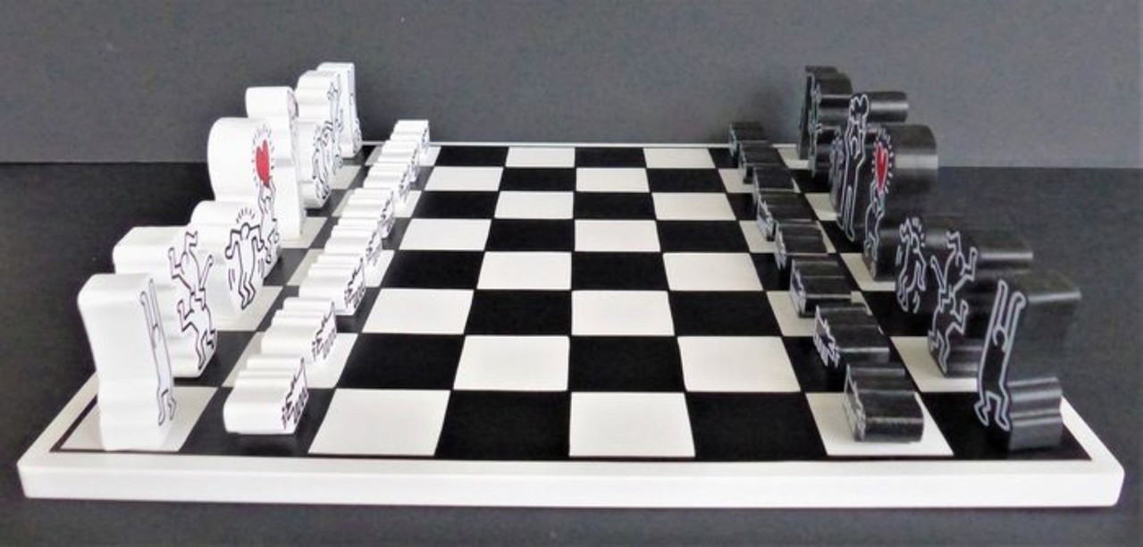 Vilac – Jeu D'échecs Keith Haring – Édition Limitée Design Graphique – Plateau Et Pièces En Bois – À Partir De 3 Ans