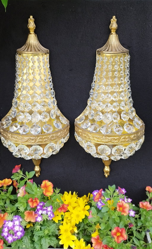A pair of old crystal sconces ca 1960