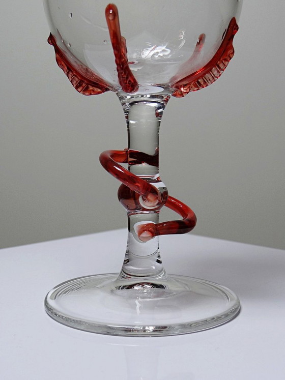 Image 1 of Vaso solifloreale veneziano in vetro soffiato di Murano, anni '50-'60, Filigrana/Zanfirico