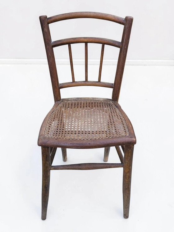 Sedia con schienale a doghe e seduta in paglia di Vienna. – Sedie da pranzo, Wood (photo 3 of 9)