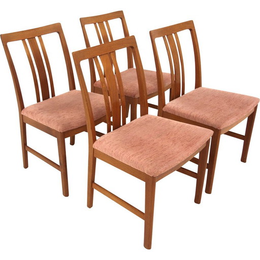 Set of 4 vintage teak and fabric chairs, Sweden 1960