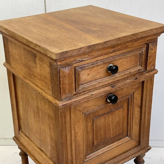 Image 1 of Antique tall French brocante bedside table hallway cabinet