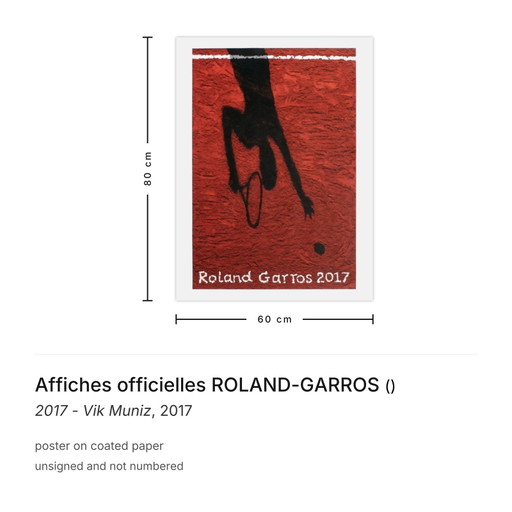 Affiches officielles ROLAND-GARROS 2017 - Vik Muniz poster 2017