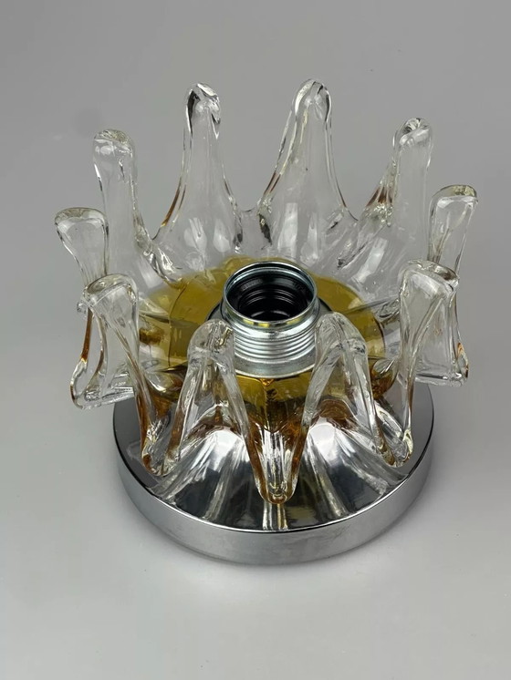 Image 1 of Lámpara de pared de los años 60 y 70, aplique de pared de metal y cristal de Murano, diseño de la era espacial