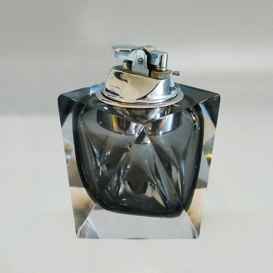 Image 1 of Briquet de table exceptionnel des années 1960 en verre Sommerso de Murano, signé Flavio Poli pour Seguso
