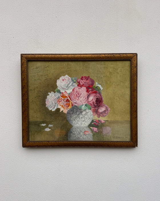 Oude aquarel stilleven met rozen, Schilderijen & Tekeningen, Papier, Hout, Meerdere kleuren (foto 14 van 14)