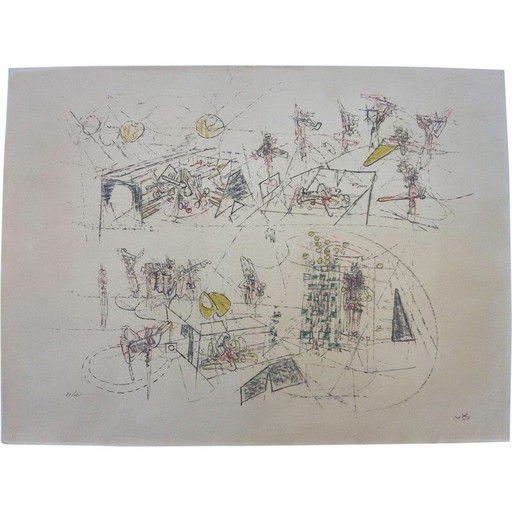 Alte Lithographie von Roberto Matta, 1969