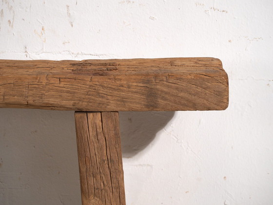 Antique Elm Wood Bench, China, circa 1900, Benches, Rustic (photo 8 of 8)