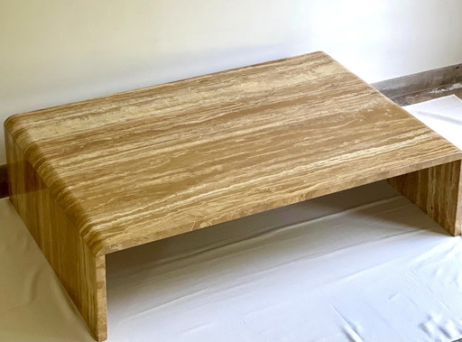 Vintage yellow travertine coffee table