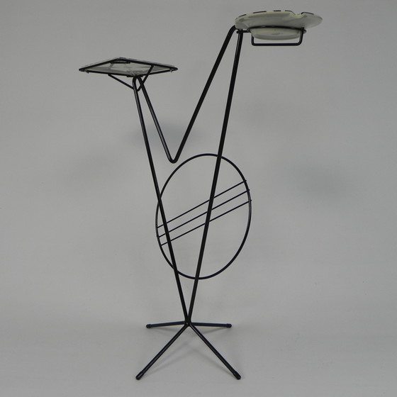 Image 1 of Fifties side table with newspaper rack and COGEBI ORNAMIN parts