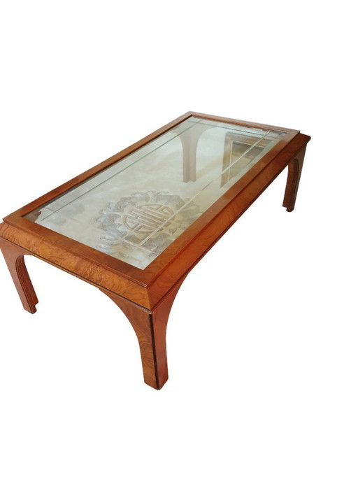 Vintage coffee table with glass top
