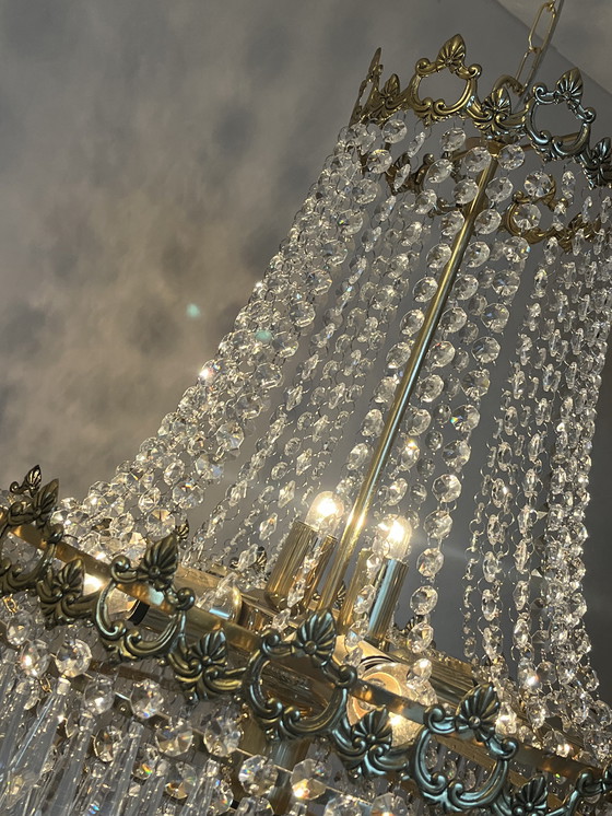 Image 1 of Lustre vintage en cristal avec pendentifs