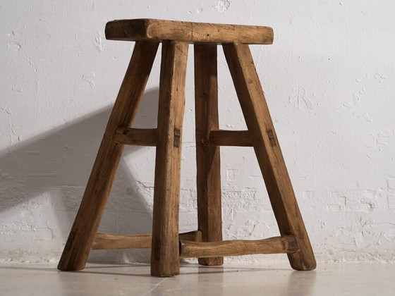 Antique primitive rectangular stool (c.1920) #2 (photo 13 of 16)