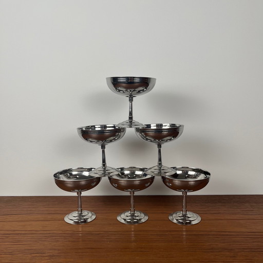 Lot de 6 coupes à glace Letang Remy High-Footed, acier inoxydable
