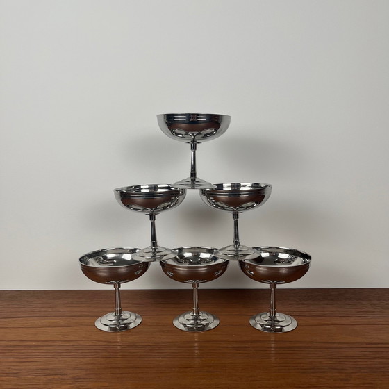 Image 1 of Set van 6 Letang Remy ijsbekers met hoge voet, roestvrij staal