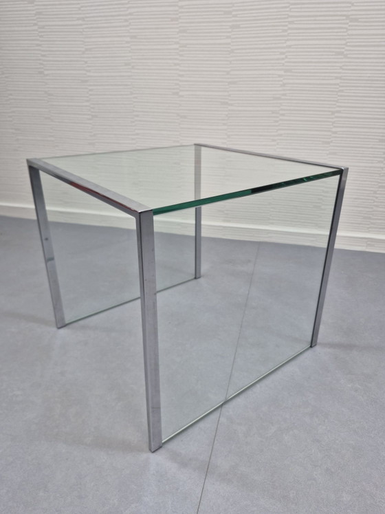 Vintage chrome and glass side table minimalist. (photo 12 of 14)