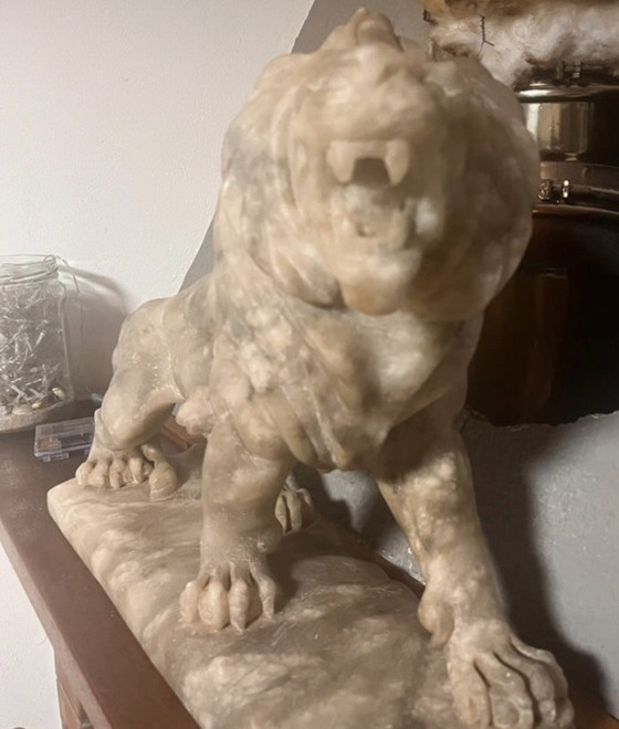 Grande Sculpture de Lion Rugissant en Albâtre de Volterra – Sculpture Italienne Vintage – Other (photo 6 of 6)
