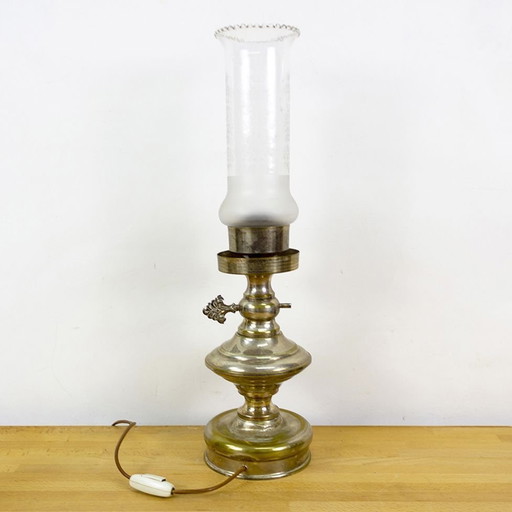 Lampe de table vintage en argent, années 1980