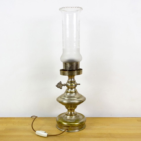 Image 1 of Vintage zilveren tafellamp, jaren 1980